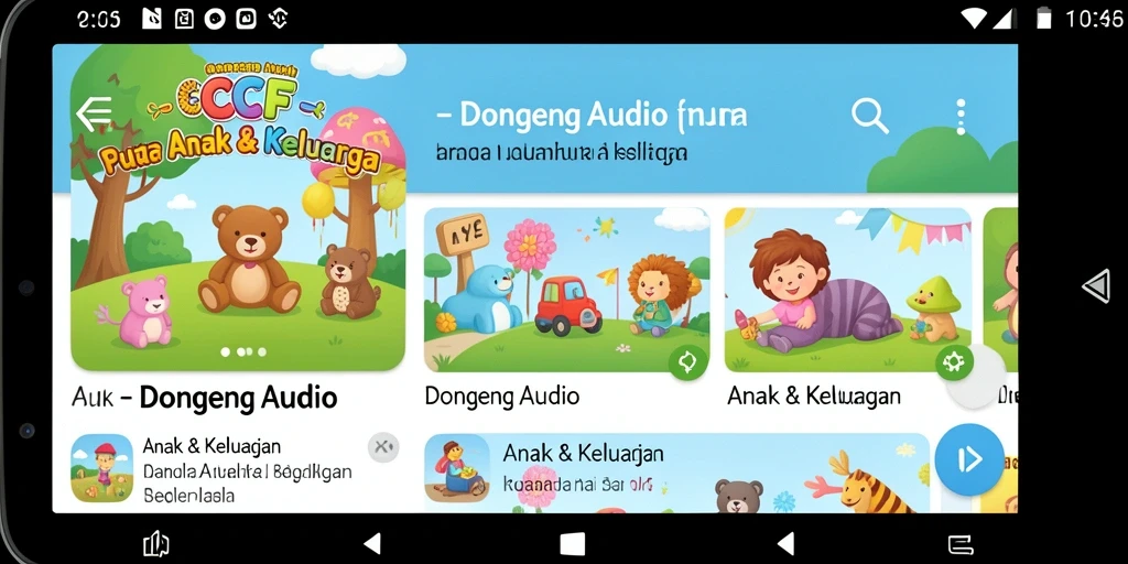 Antarmuka aplikasi 6CF yang menarik dan ramah anak.