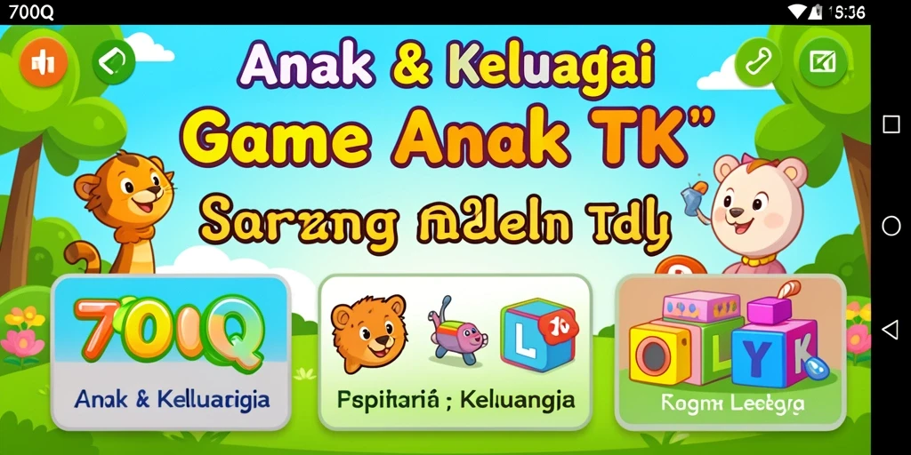 Antarmuka cerah dan menarik dari permainan 700Q untuk anak-anak