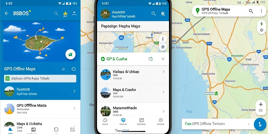 Tampilan antarmuka aplikasi GPS Offline Maps 88BOS yang modern dan user-friendly.