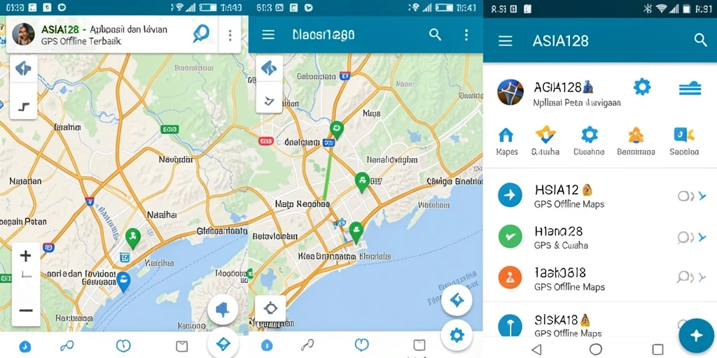 Antarmuka pengguna ASIA128 yang sederhana dan fungsional untuk GPS Offline Maps.