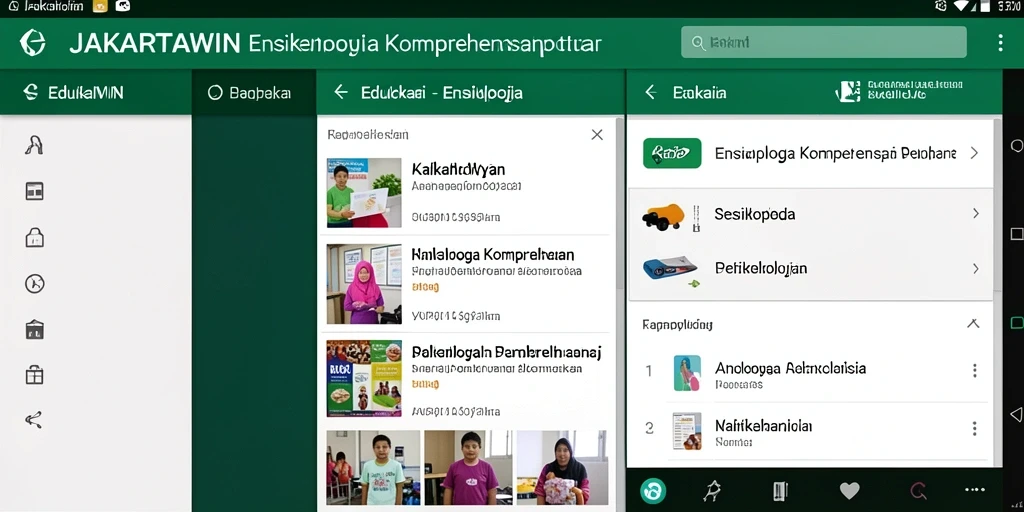 Tampilan utama JAKARTAWIN dengan akses mudah ke berbagai topik ensiklopedia.