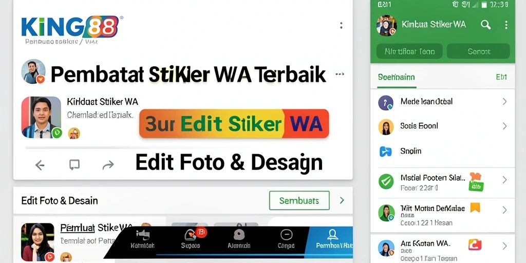 Tampilan antarmuka pengguna KING88 dengan opsi pembuatan stiker.