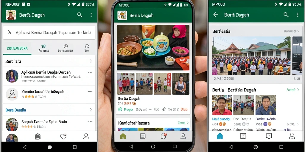 Antarmuka aplikasi MPO08 yang sederhana dan informatif untuk berita daerah.